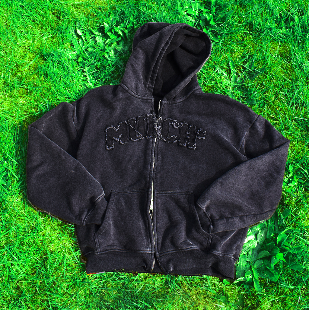 Murch* Double Zip Hoodie - Charcoal Black