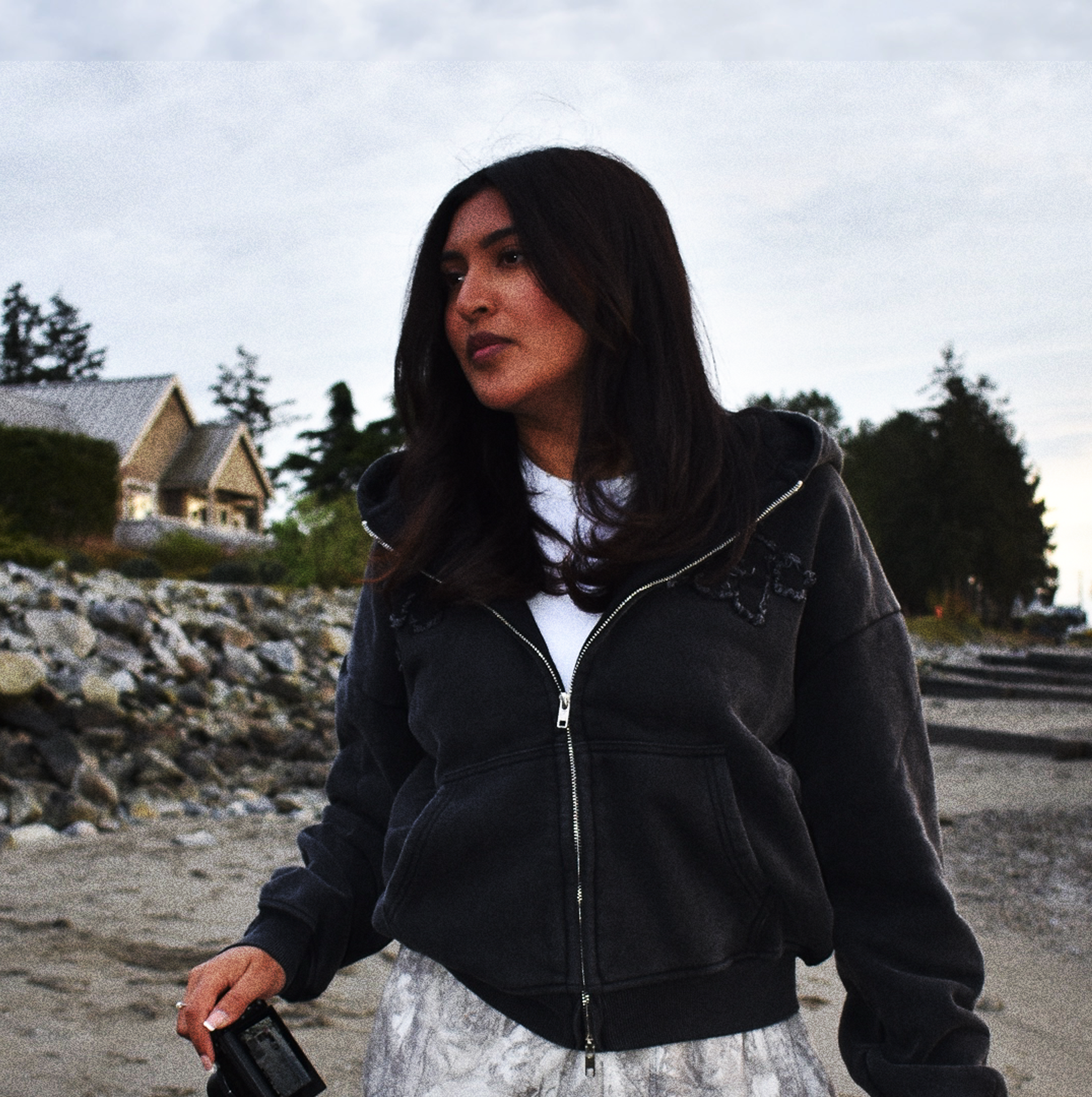Murch* Double Zip Hoodie - Charcoal Black