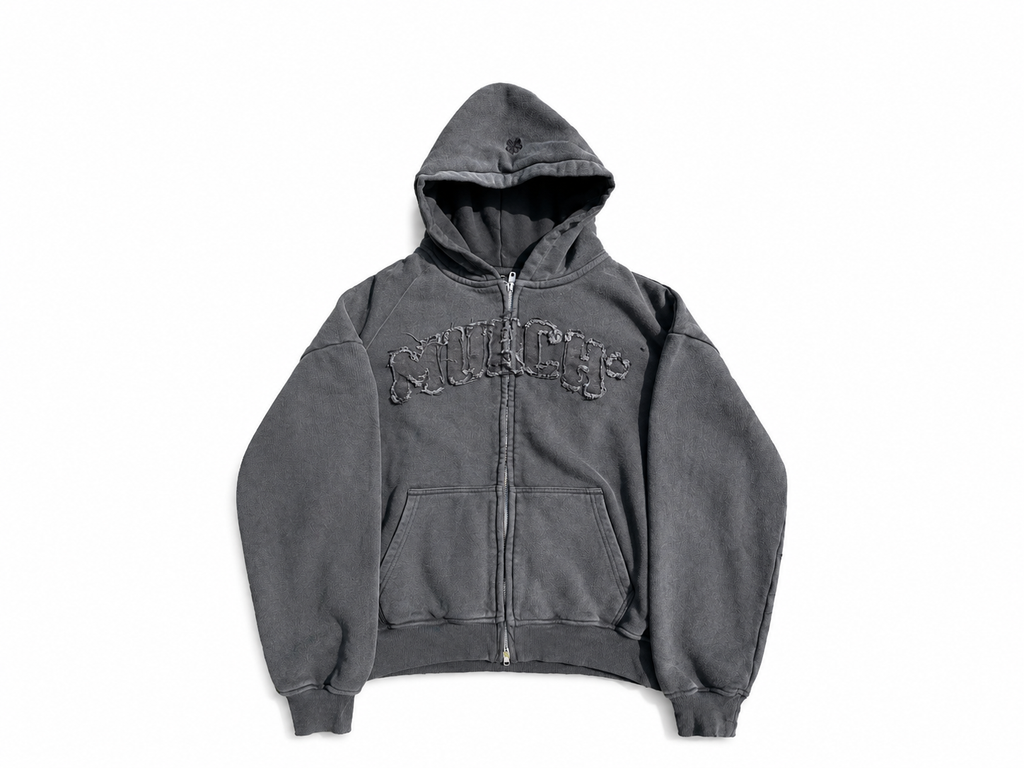Murch* Double Zip Hoodie - Charcoal Black